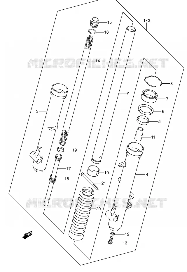 FOURCHE (DR-Z125LK3/LK4/LK5/LK6/LK7) Suzuki MOTO 125 DR-Z 2006  DR-Z125K6(E3/E28)