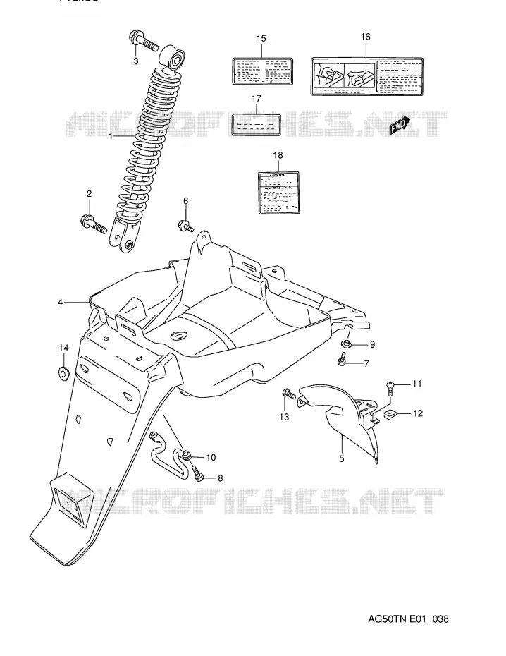 GARDE BOUE ARRIERE - AUTOCOLLANTS Suzuki SCOOTER 50 ADDRESS 1992  AG50TN(E1)