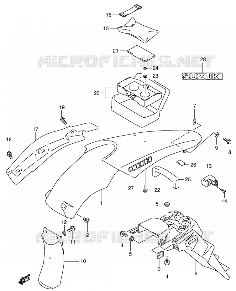 GARDE BOUE ARRIERE (DR-Z400E E24) Suzuki MOTO 400 DR-Z 2000  DR-Z400EY(E1)