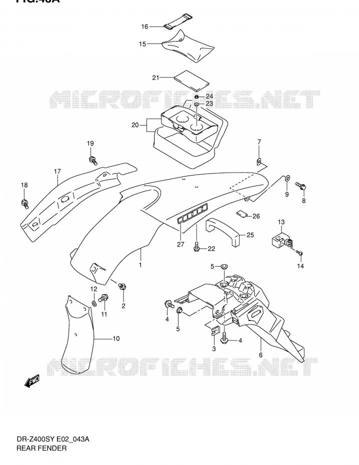 GARDE BOUE ARRIERE (MODELE K2/K3) Suzuki MOTO 400 DR-Z 2002  DR-Z400SK2(E2)