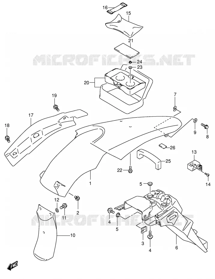 GARDE BOUE ARRIERE (MODELE Y/K1) Suzuki MOTO 400 DR-Z 2003  DR-Z400SK3(E2)