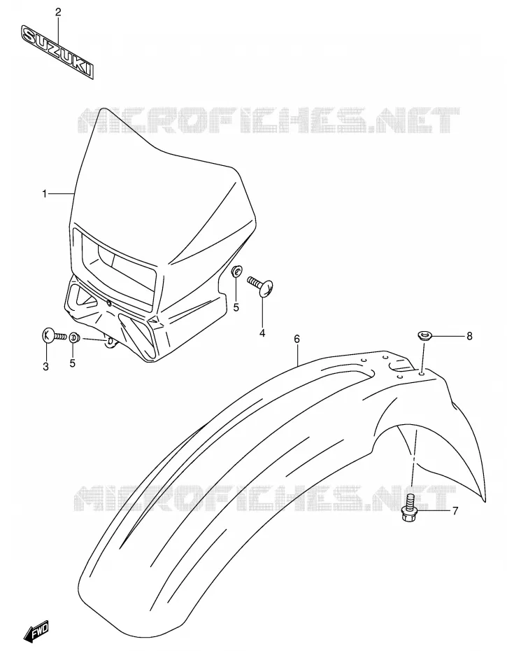 GARDE BOUE AVANT (MODELE K3/K4) Suzuki MOTO 400 DR-Z 2003  DR-Z400SK3(E2)
