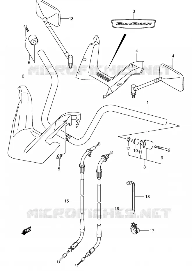 GUIDON (MODELE K3) Suzuki SCOOTER 400 BURGMAN 2005  AN400SK5(E2)
