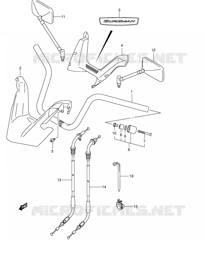 GUIDON (MODELE K4,AN400K5/K6) Suzuki SCOOTER 400 BURGMAN 2005  AN400K5(E2)