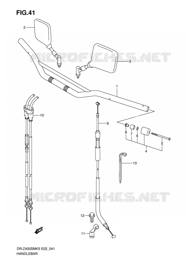GUIDON (MODELE K5/K6) Suzuki MOTO 400 DR-Z 2009  DR-Z400SMK9(E2)