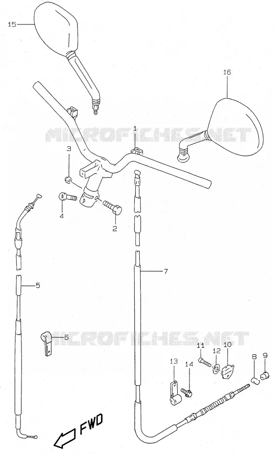 GUIDON (model V/W  and model AY50 X/Y/K1) Suzuki SCOOTER 50 KATANA 1998  AY50W(V/W/X/Y)
