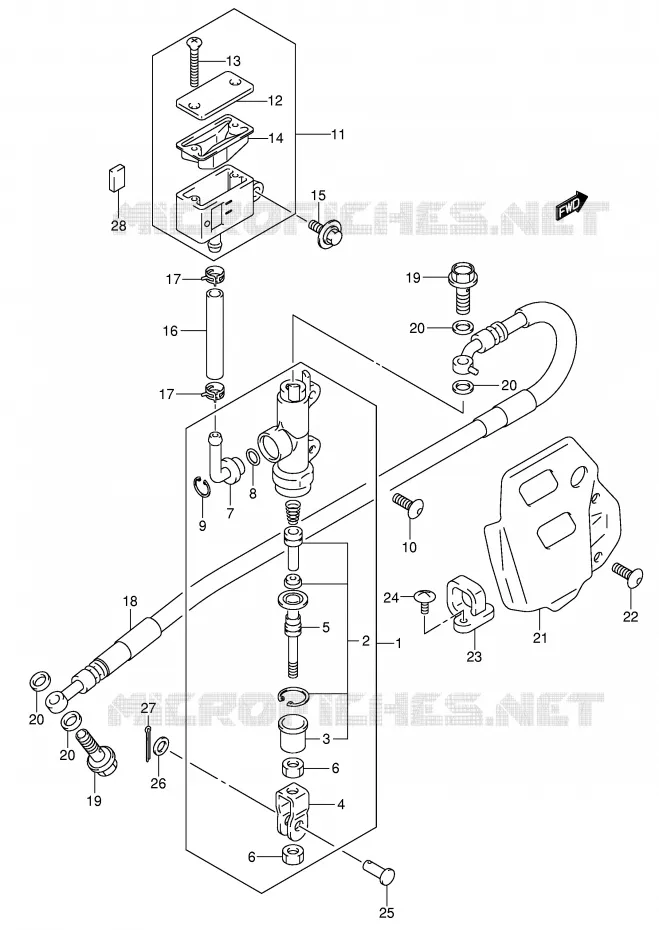 MAITRE CYLINDRE ARRIERE Suzuki MOTO 400 DR-Z 2004  DR-Z400SK4(E2)