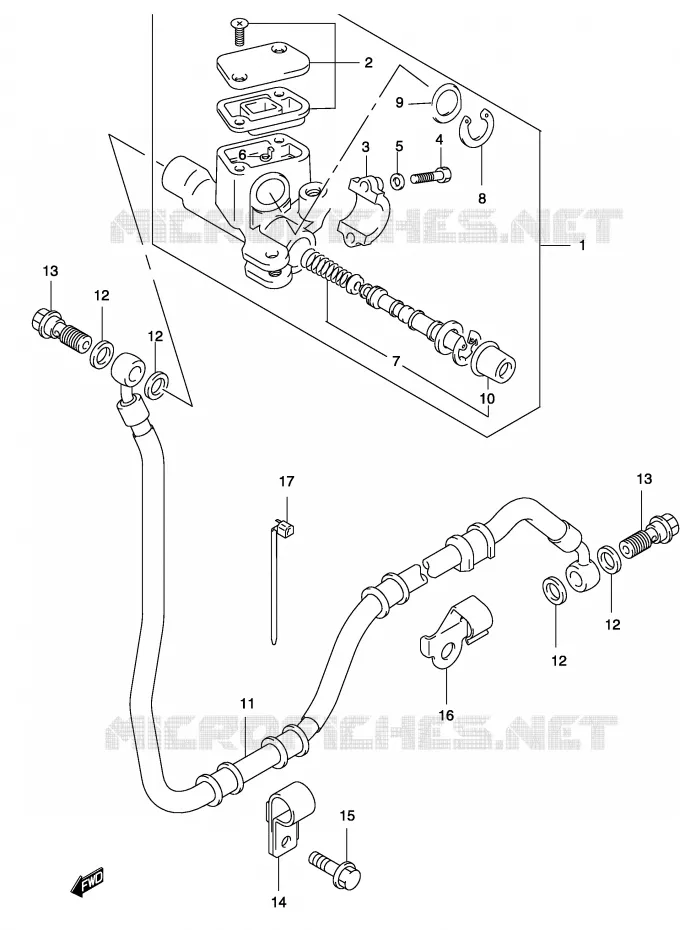 MAITRE CYLINDRE DE FREIN ARRIERE (MODEL AY50WR K1/K2/ AY50W K3/K4) Suzuki SCOOTER 50 KATANA 2004  AY50K4(P19)