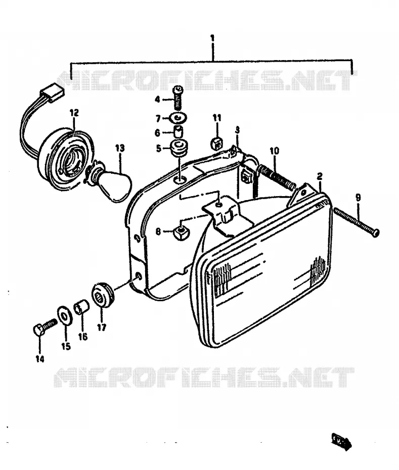 PHARE (E1) Suzuki MOTO 125 DR 1987  DR125SH(F/H/J)