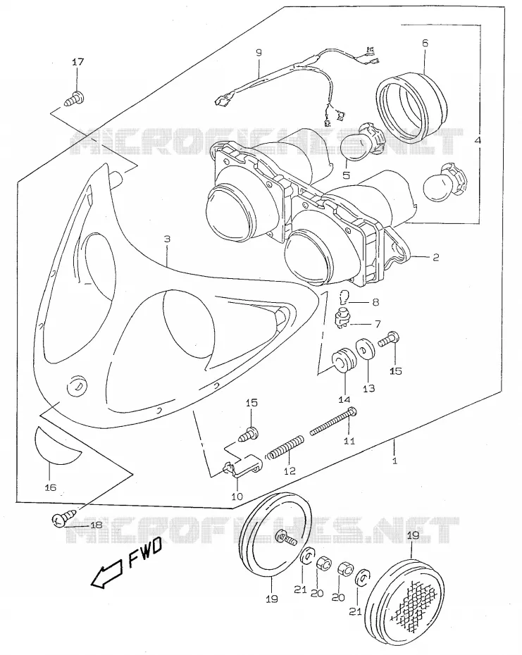PHARE (model V/W/X/Y) Suzuki SCOOTER 50 KATANA 2000  AY50WRY(V/W/X/Y)