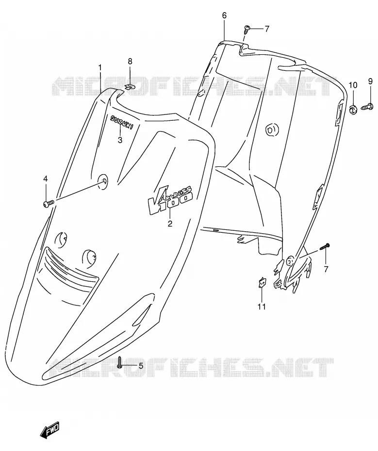 PROTEGE JAMBES (MODELE T/V/X/Y) Suzuki SCOOTER 100 ADDRESS 1999  AG100X(E71)
