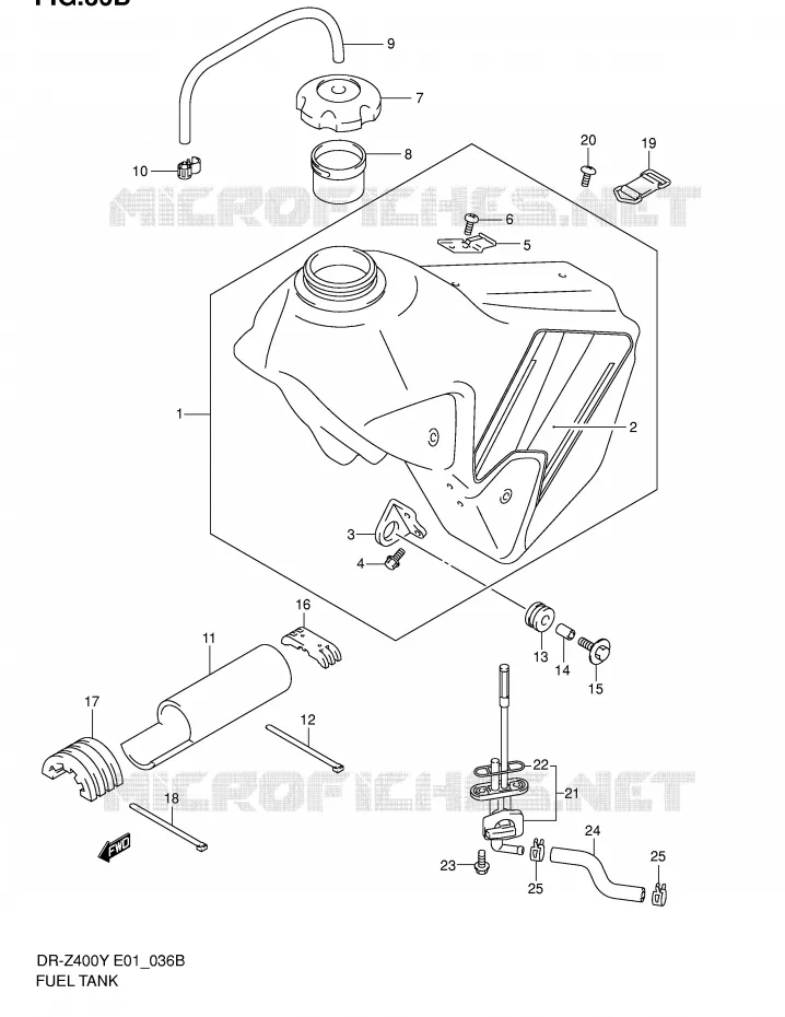 RESERVOIR D'ESSENCE (MODELE K2) Suzuki MOTO 400 DR-Z 2003  DR-Z400EK3(E1)