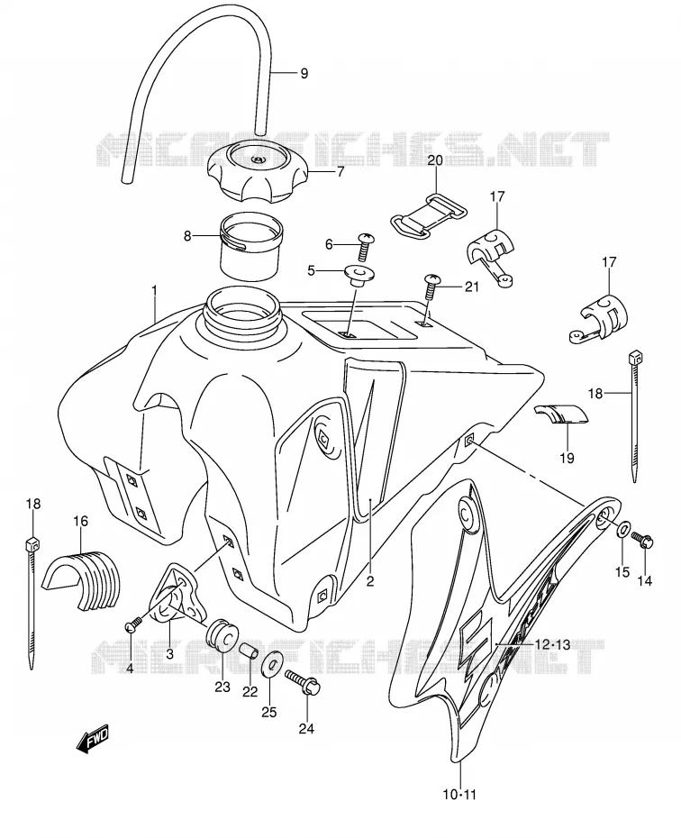 RESERVOIR D'ESSENCE (MODELE K5) Suzuki MOTO 125 DR-Z 2005  DR-Z125LK5(E3/E28)