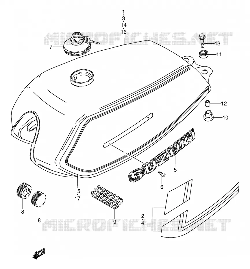 RESERVOIR D'ESSENCE (MODELE R) Suzuki MOTO 100 AP 1997  AX100V(E94)