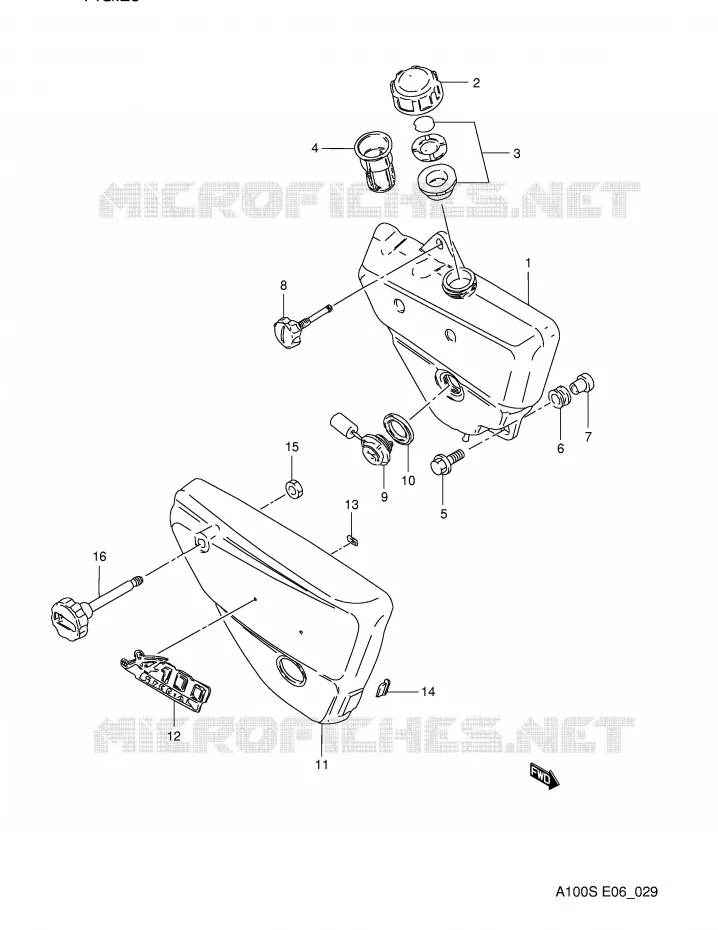 RESERVOIR D'HUILE - CACHE LATERAL Suzuki MOTO 100 A100 1995  A100S(E6)