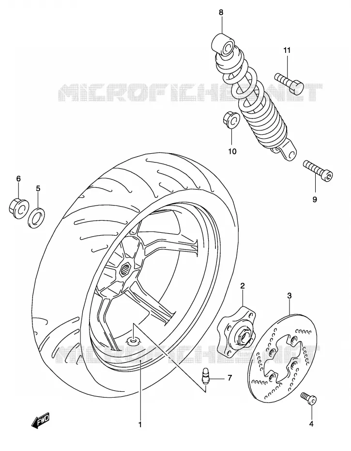 ROUE ARRIERE (MODELE AY50WK4) Suzuki SCOOTER 50 KATANA 2002  AY50WRK2(P19)