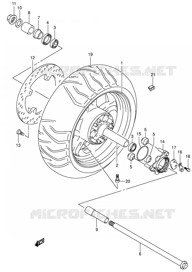 ROUE ARRIERE (MODELE K3) Suzuki SCOOTER 650 BURGMAN 2004  AN650K4(E2)