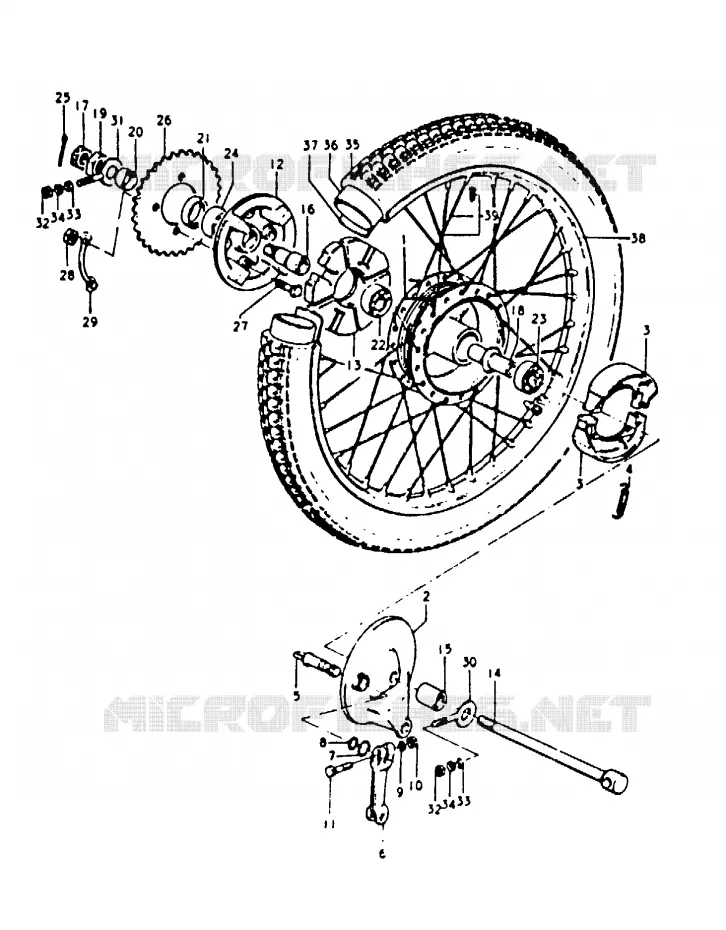 ROUE ARRIERE Suzuki MOTO 100 A100 1992  A100N(K/L/M/N/4)