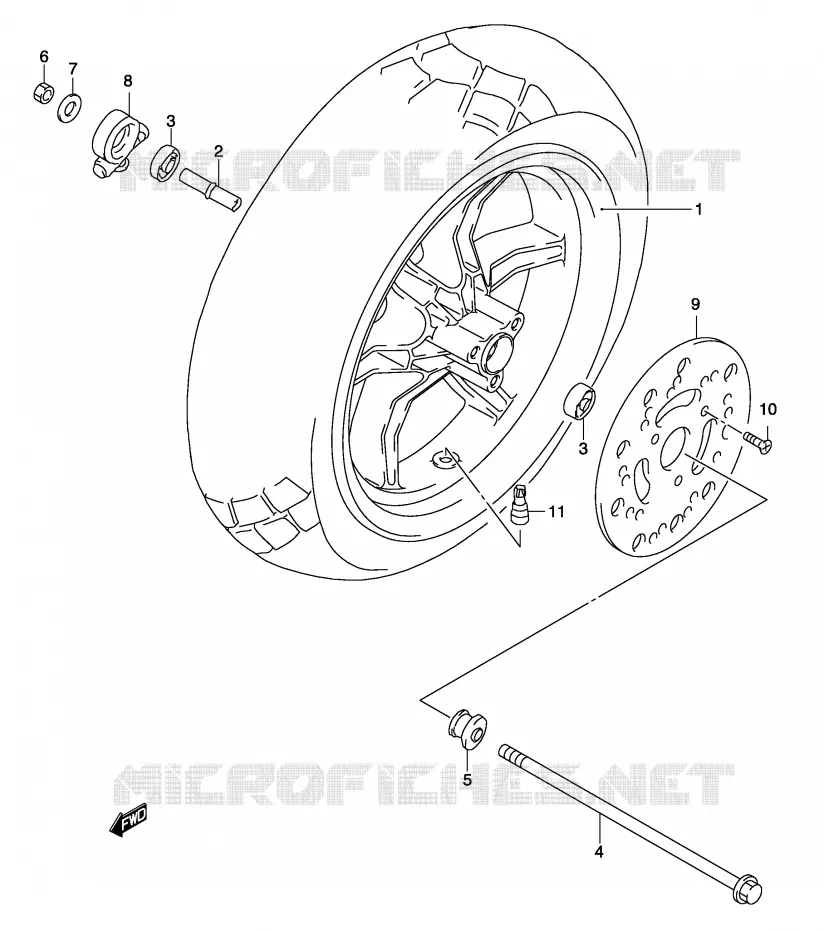 ROUE AVANT (MODELE K1/K2/K3) Suzuki SCOOTER 50 KATANA 2003  AY50WSK3(P19)
