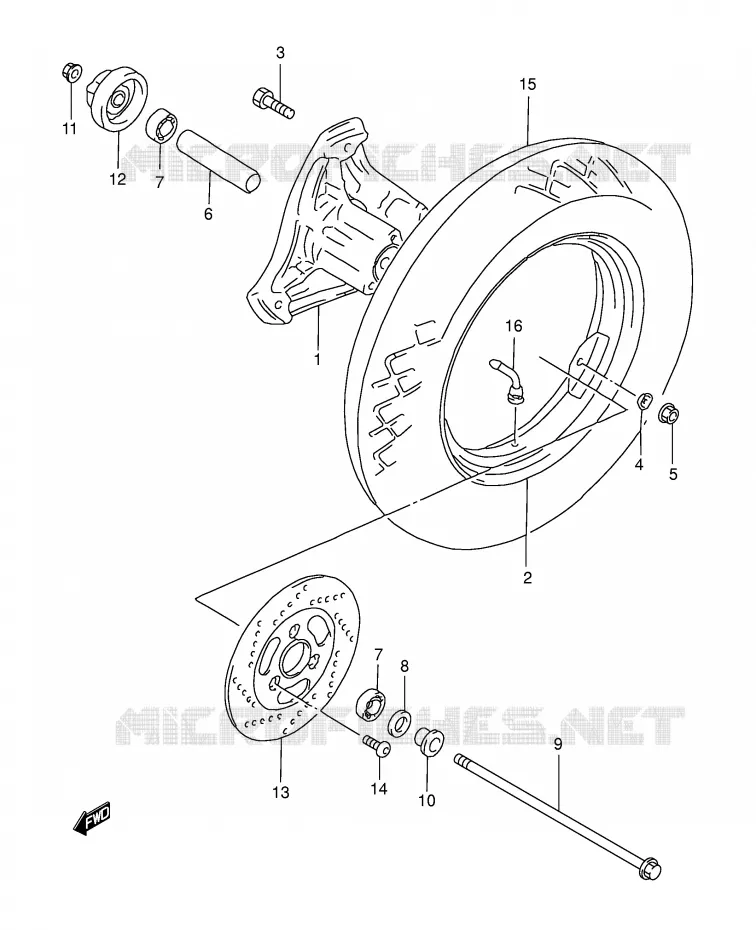 ROUE AVANT Suzuki SCOOTER 125 BURGMAN 2000  AN125UY(E2)
