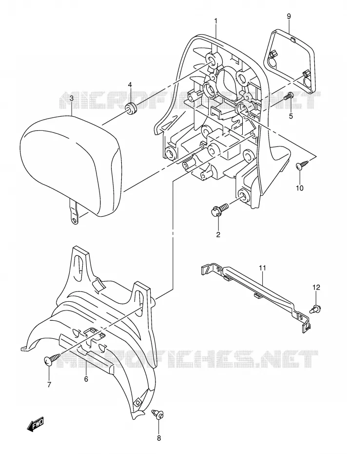 SUPPORT DOSSERET (CENTER)(MODELE K3) Suzuki SCOOTER 250 BURGMAN 2004  AN250K4(E2)