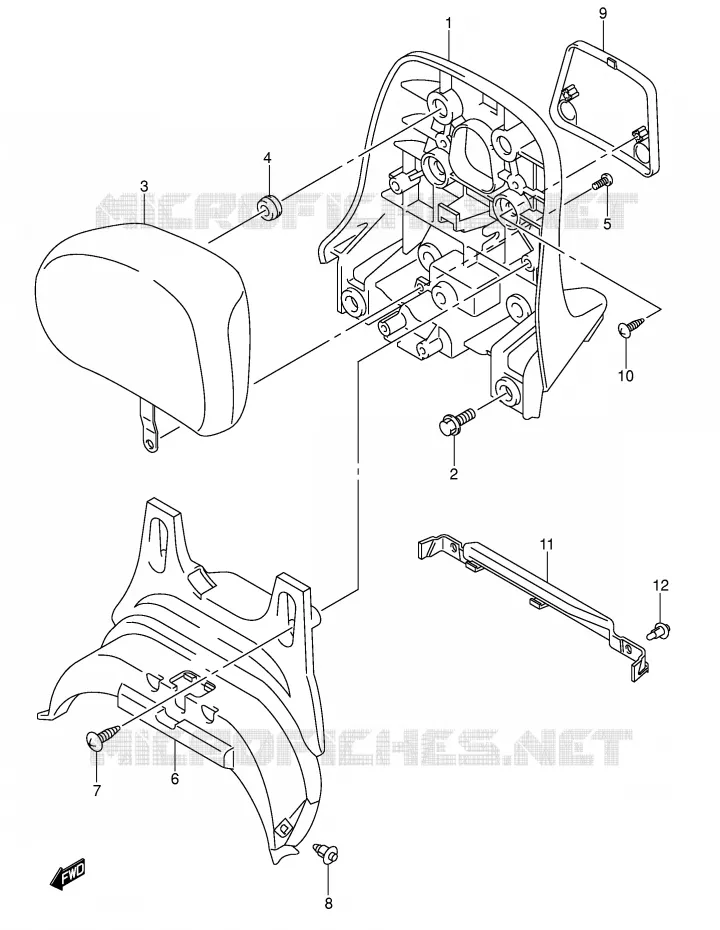SUPPORT DOSSERET (CENTER)(MODELE K3) Suzuki SCOOTER 400 BURGMAN 2005  AN400SK5(E2)