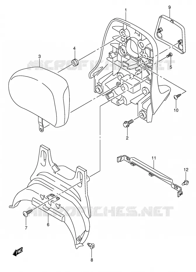 SUPPORT DOSSERET (CENTER)(MODELE K5/K6) Suzuki SCOOTER 250 BURGMAN 2003  AN250K3(E2)