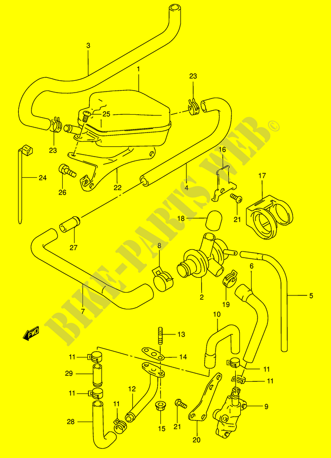 SYSTÈME DE RECYCLAGE GAZ D'ECHAPPEMENT (E18) pour Suzuki BURGMAN 125 1995