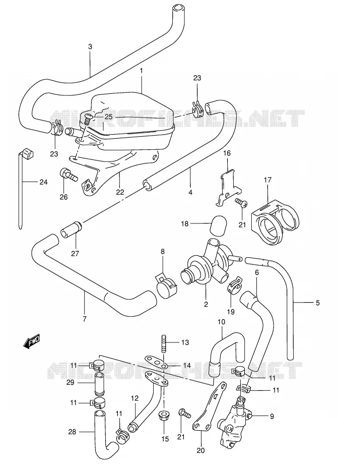 SYSTÈME DE RECYCLAGE GAZ D'ECHAPPEMENT (E18) Suzuki SCOOTER 125 BURGMAN 1998  AN125W(E2)