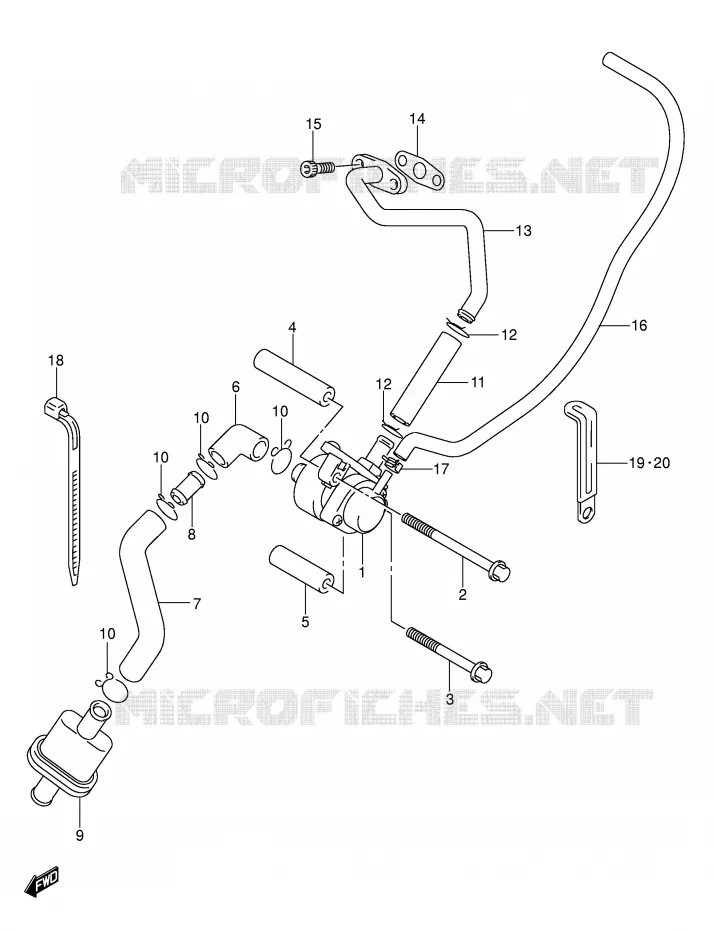 SYSTEME RECYCLAGE GAZ ECHAPPEMENT Suzuki MOTO 400 DR-Z 2006  DR-Z400SK6(E2)