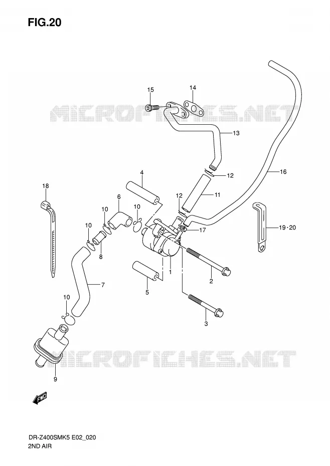 SYSTEME RECYCLAGE GAZ ECHAPPEMENT Suzuki MOTO 400 DR-Z 2006  DR-Z400SMUK6(E2)