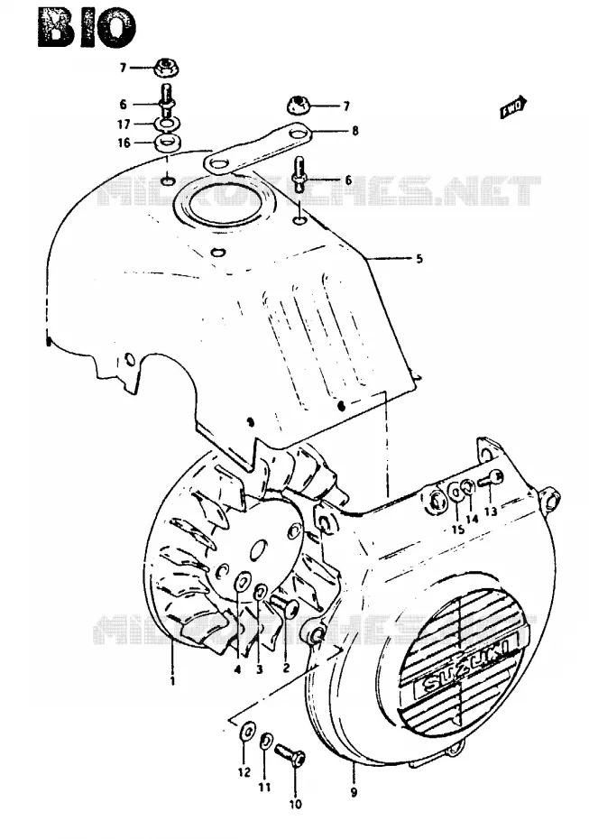 VENTILATEUR DE REFROIDISSEMENT (MODELE D) Suzuki SCOOTER 50 CS 1982  CS50DZ(Z/D)
