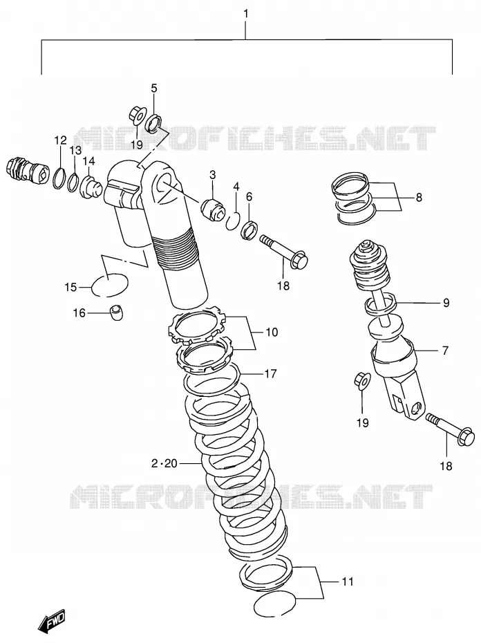 AMORTISSEUR (MODELE W) Suzuki MOTO 125 RM 1996  RM125T(E2)