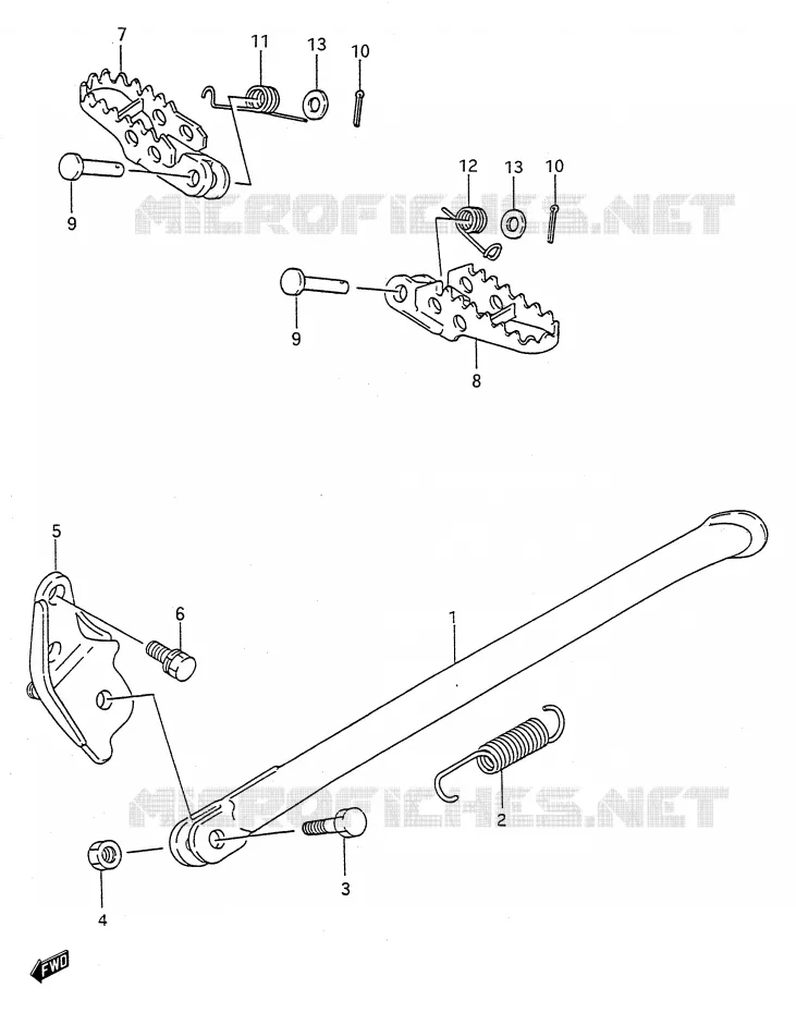 BEQUILLE - REPOSE PIED Suzuki MOTO 125 RM 1991  RM125M(E28)