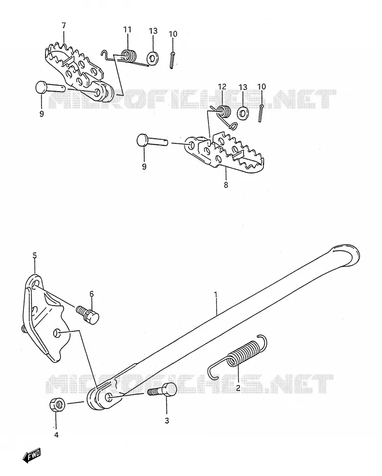 BEQUILLE - REPOSE PIED Suzuki MOTO 250 RM 1992  RM250N(E28)