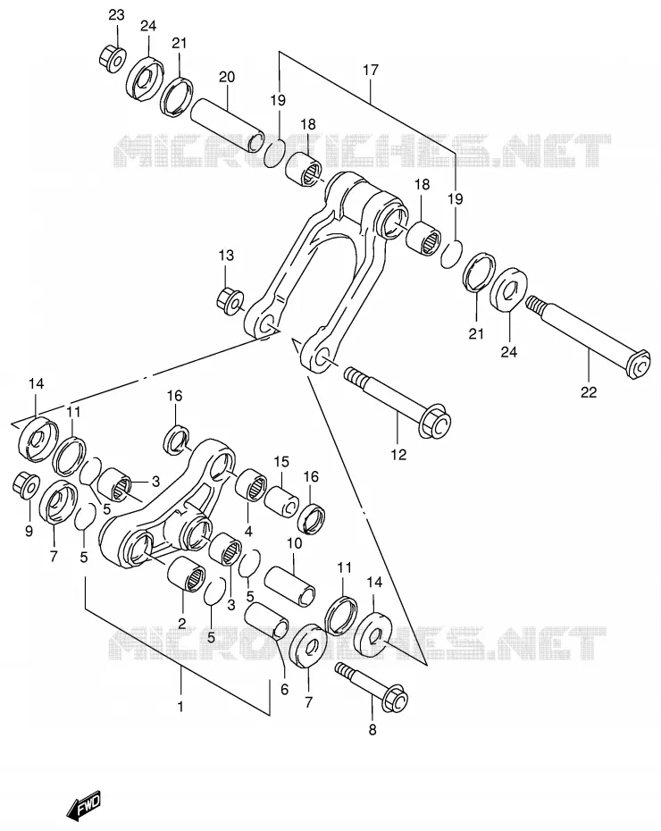 BIELLETTE DE SUSPENSION ARRIERE (MODELE T/V) Suzuki MOTO 125 RM 1997  RM125V(E2)