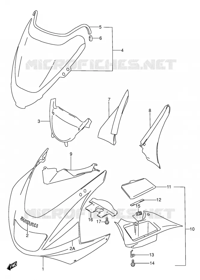 CARENAGES - ETIQUETTES (MODELE P/R/S/T) Suzuki MOTO 600 RF 1996  RF600RT(E2)