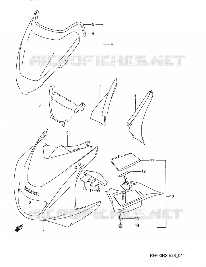 CARENAGES - ETIQUETTES Suzuki MOTO 600 RF 1993  RF600RP(E28)