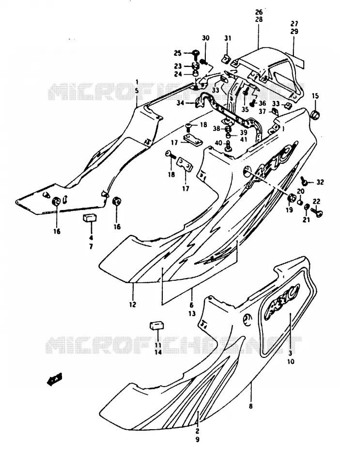 CARENAGES ARRIERE  (MODELE N) Suzuki MOTO 125 RG 1992  RG125FUN(N/P/R)