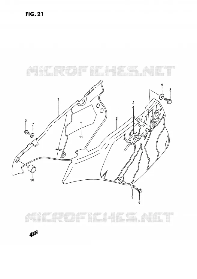 CARENAGES ARRIERE  (MODELE N) Suzuki MOTO 125 RM 1994  RM125R(E2)