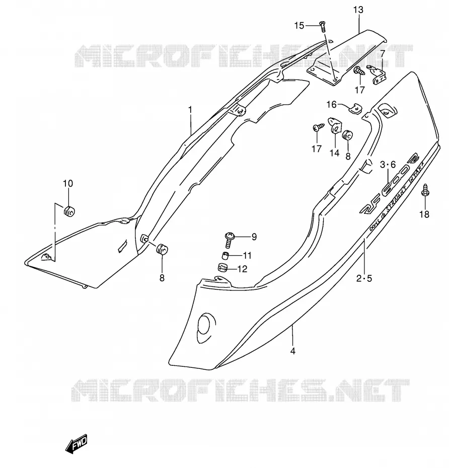 CARENAGES ARRIERE  (MODELE P/R/S/T) Suzuki MOTO 600 RF 1995  RF600RUS(E2)