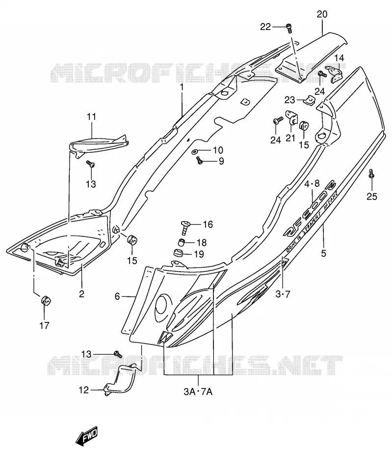CARENAGES ARRIERE  (MODELE R/S) Suzuki MOTO 900 RF 1995  RF900RS2(E2)