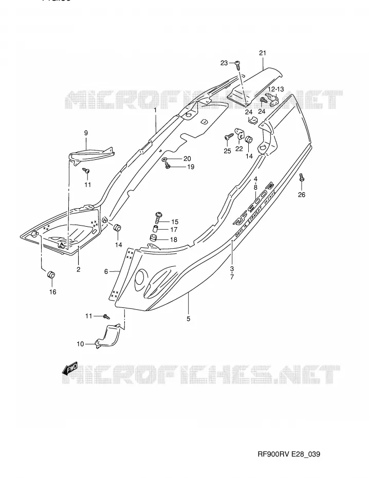 CARENAGES ARRIERE  (MODELE R) Suzuki MOTO 900 RF 1997  RF900RV(E28)