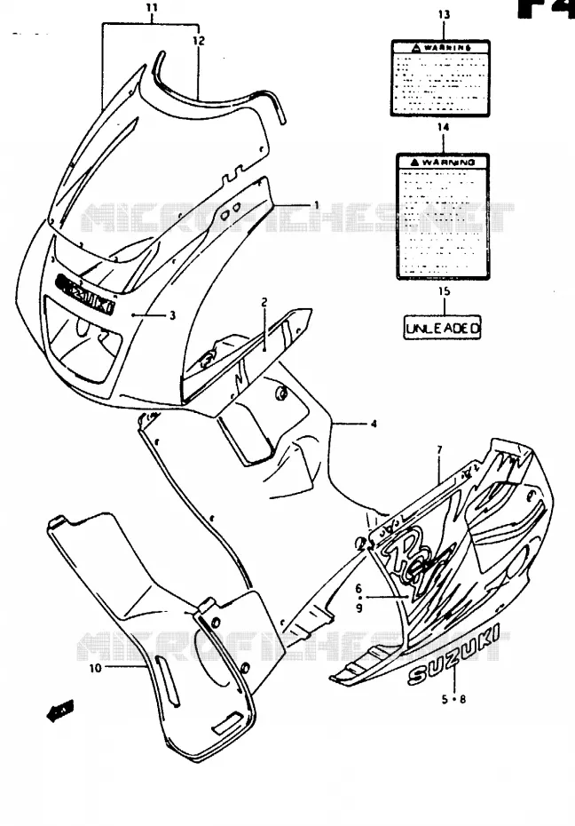 CARENAGES (MODELE N 019) Suzuki MOTO 125 RG 1993  RG125FP(N/P/R)