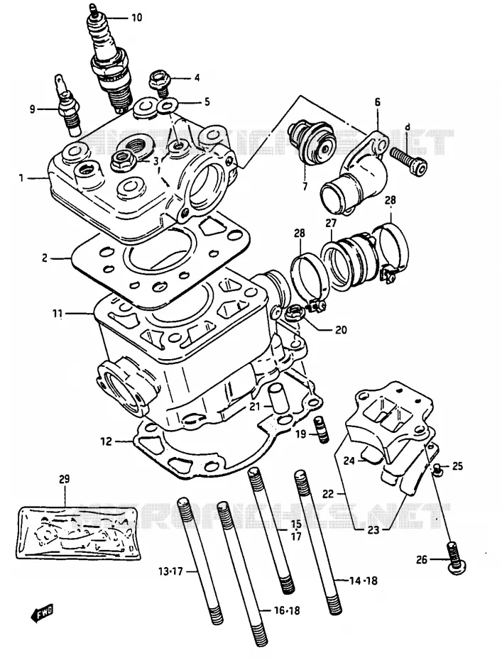 CYLINDRE Suzuki MOTO 50 RG 1989  RG50K(D/E/F/1/G/J/K)