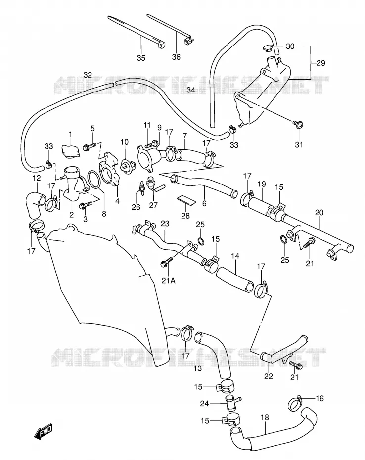 DURITE DE RADIATEUR Suzuki MOTO 600 RF 1995  RF600RUS(E2)