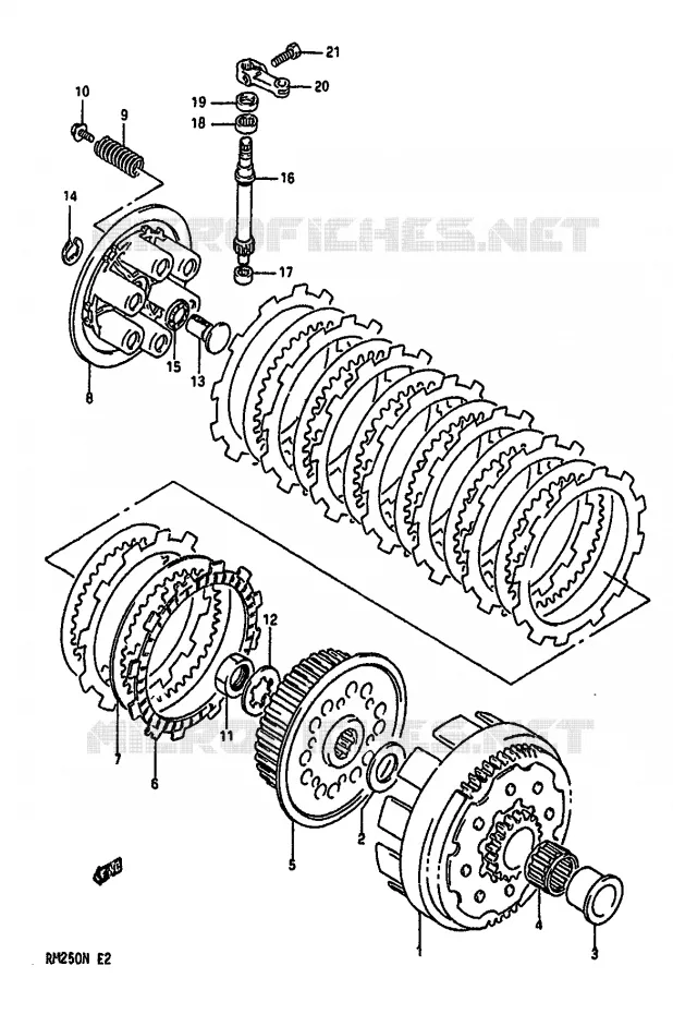 EMBRAYAGE (MODELE N) Suzuki MOTO 250 RM 1992  RM250N(K/L/M/N)