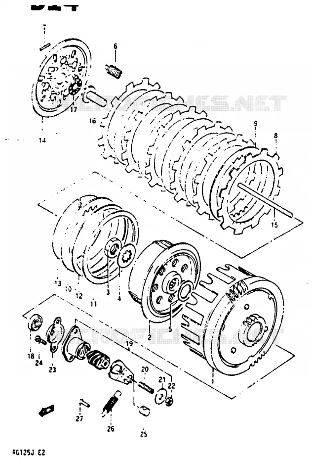 EMBRAYAGE Suzuki MOTO 125 RG 1988  RG125BJ(G/H/J)