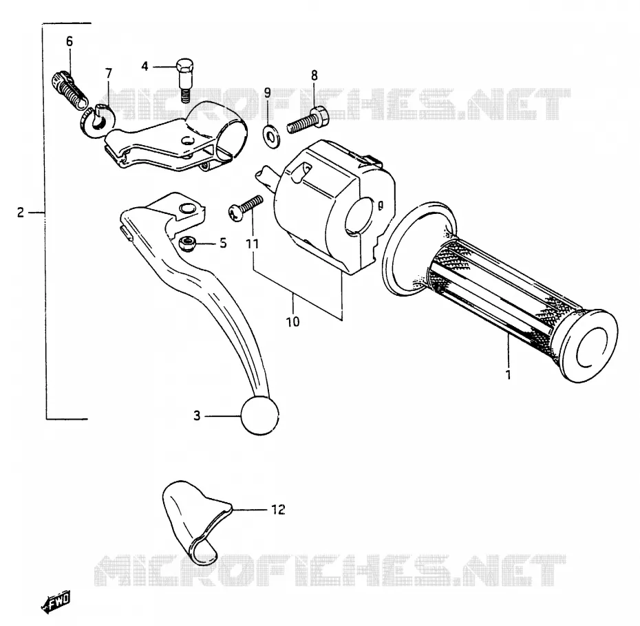 ENSEMBLE POIGNEE GAUCHE (MODELE G) Suzuki MOTO 250 RG 1987  RG250H(G/H)