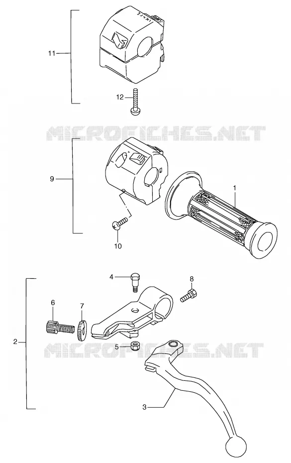 ENSEMBLE POIGNEE GAUCHE Suzuki MOTO 80 RG 1988  RG80J(E4)